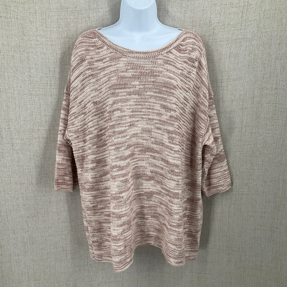 Pure Jill Sweater‎ Womens XL Pink Cotton Blend Space Dye Oversized Minimalist